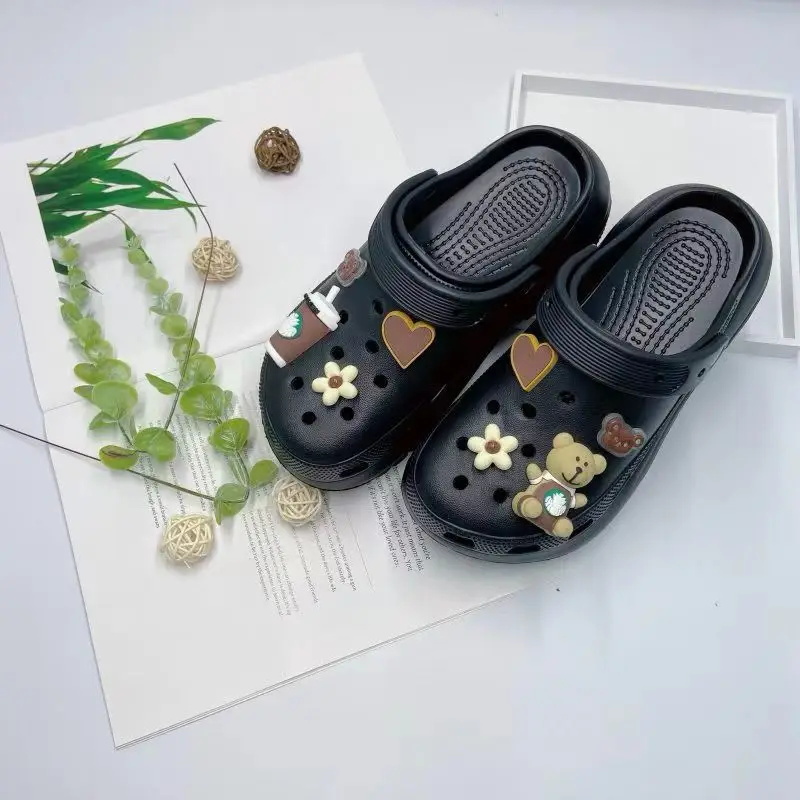 Women's White Croc Slippers with Heart Decor