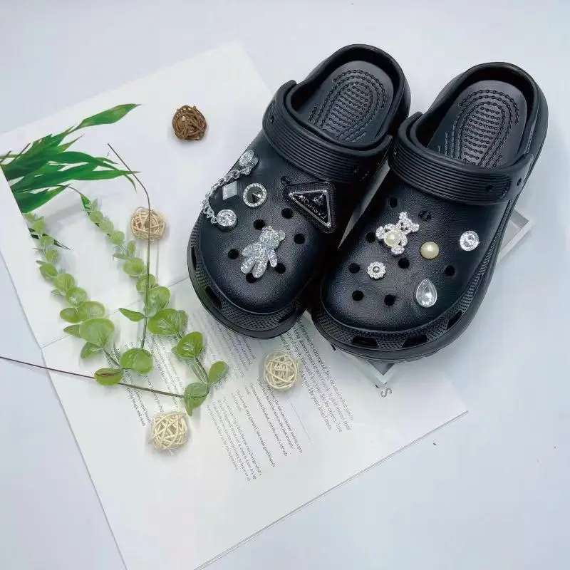Women's White Croc Slippers with Heart Decor