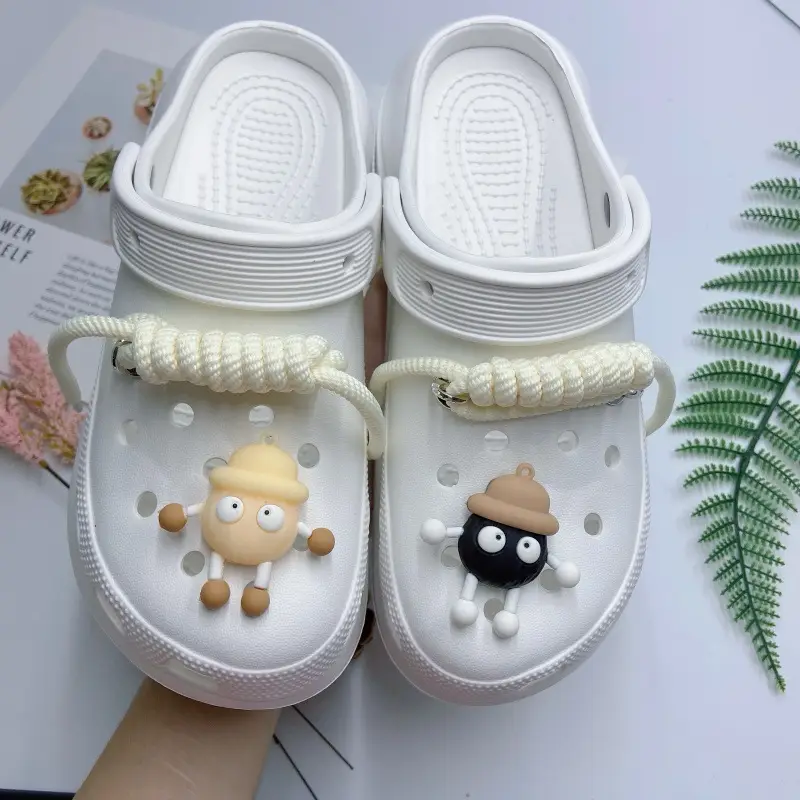 Women's White Croc Slippers with Heart Decor