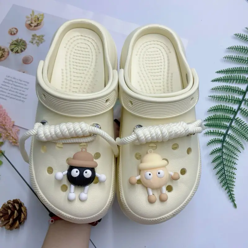 Women's White Croc Slippers with Heart Decor
