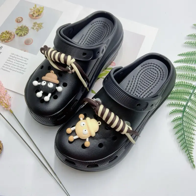 Women's White Croc Slippers with Heart Decor
