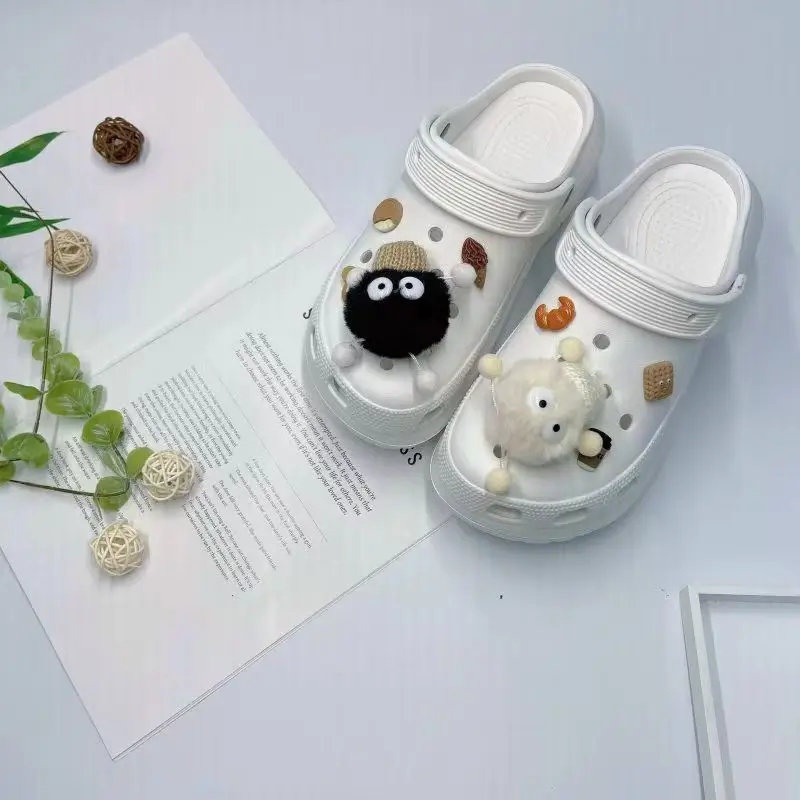 Women's White Croc Slippers with Heart Decor