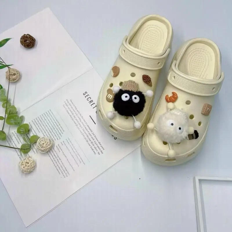 Women's White Croc Slippers with Heart Decor