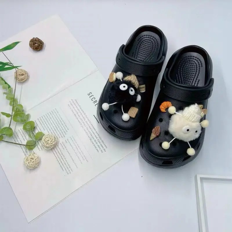 Women's White Croc Slippers with Heart Decor