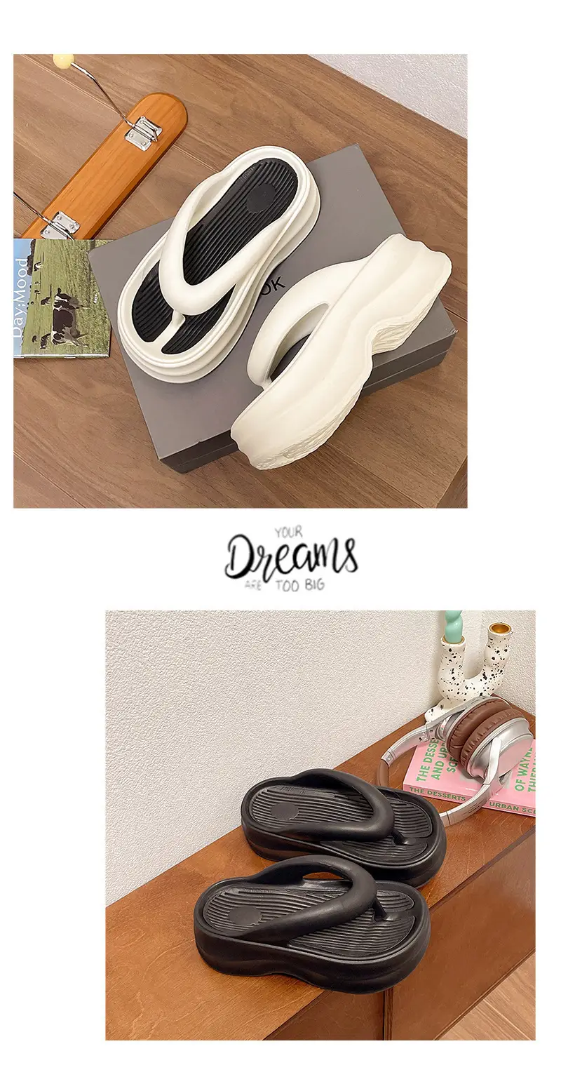 Women's Thick Insulated Flip Flops Beige 2024 — feature 17