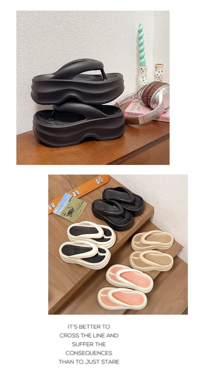 Women's Thick Insulated Flip Flops Beige 2024 — feature 18