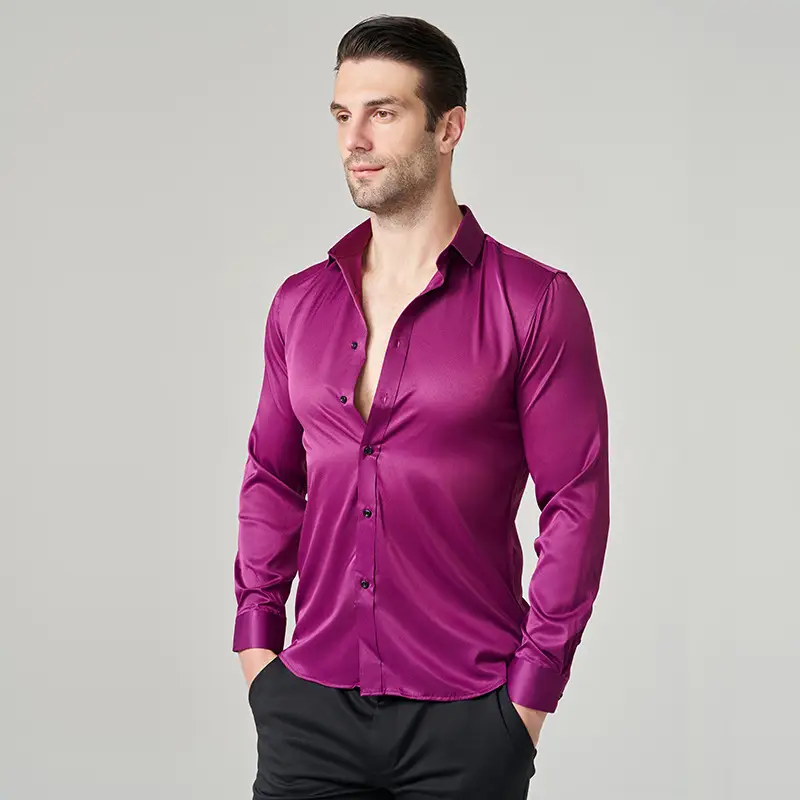 Men's Wrinkle-Resistant Summer Shirt Solid Color Long Sleeve - Image 17