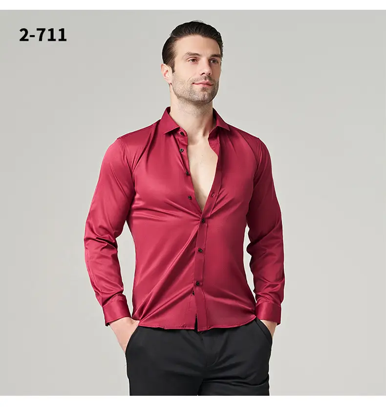 Men's Wrinkle-Resistant Summer Shirt Solid Color Long Sleeve — feature 12