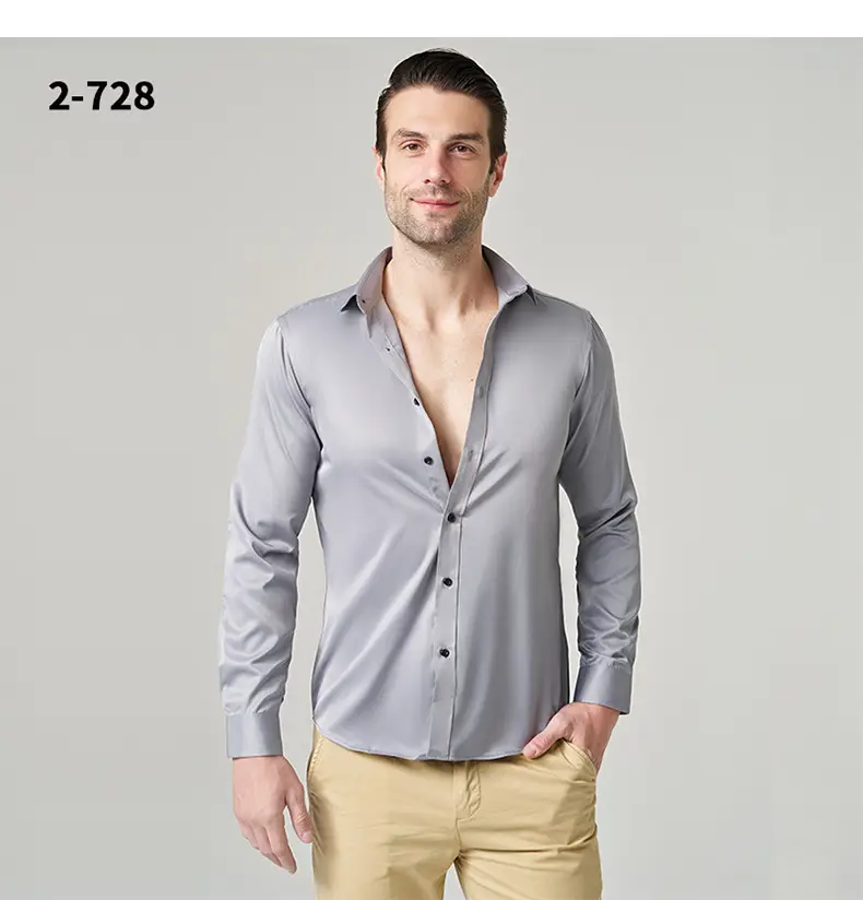 Men's Wrinkle-Resistant Summer Shirt Solid Color Long Sleeve — feature 20