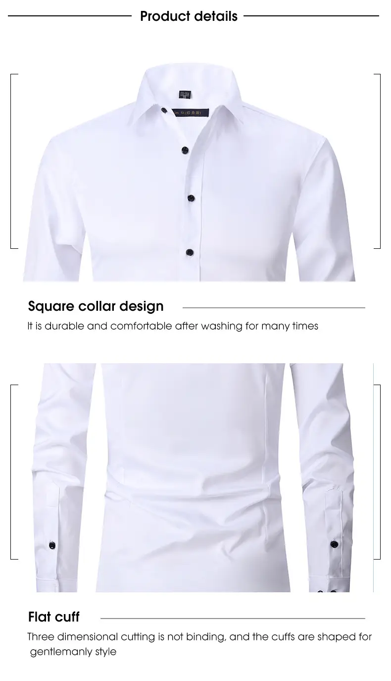 Men's Wrinkle-Resistant Summer Shirt Solid Color Long Sleeve — feature 22