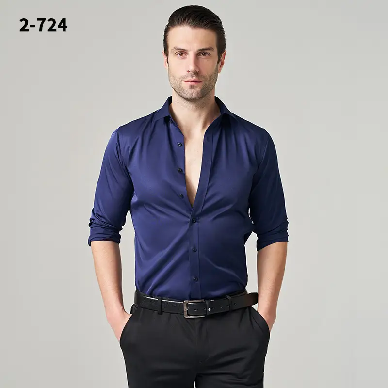 Men's Wrinkle-Resistant Summer Shirt Solid Color Long Sleeve - Image 10