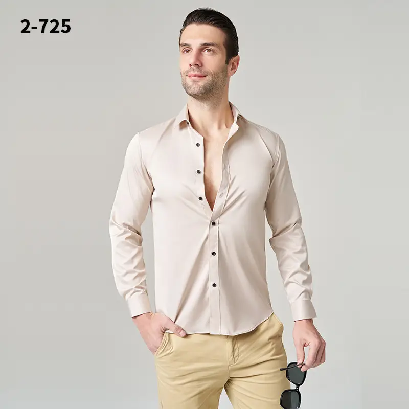 Men's Wrinkle-Resistant Summer Shirt Solid Color Long Sleeve - Image 11