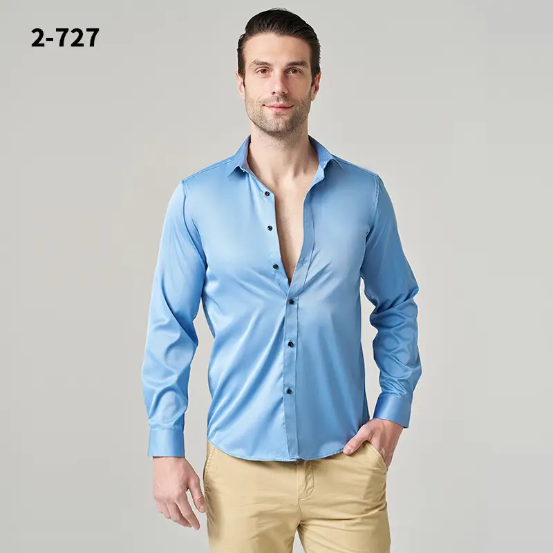 Men's Wrinkle-Resistant Summer Shirt Solid Color Long Sleeve - Image 12