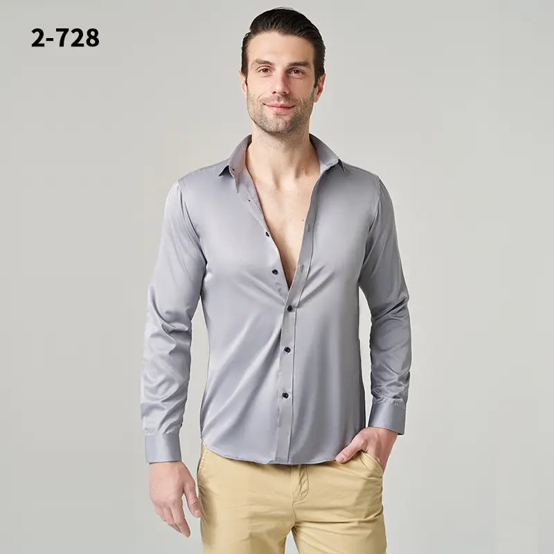 Men's Wrinkle-Resistant Summer Shirt Solid Color Long Sleeve - Image 13