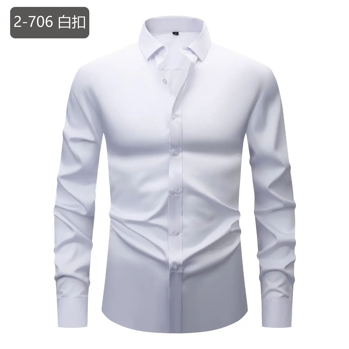 Men's Wrinkle-Resistant Summer Shirt Solid Color Long Sleeve - Image 15