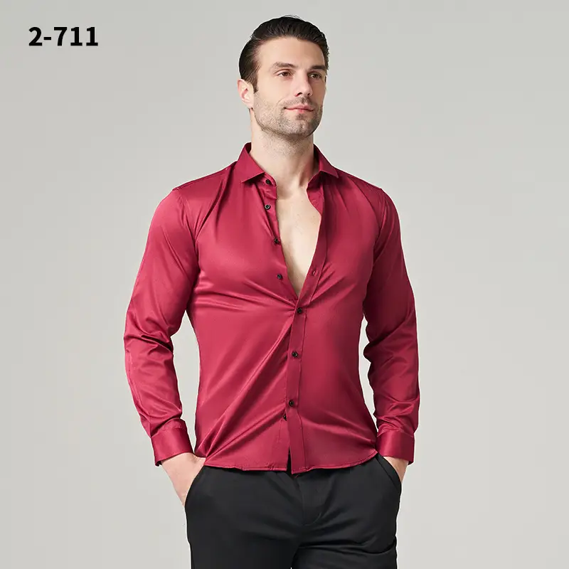 Men's Wrinkle-Resistant Summer Shirt Solid Color Long Sleeve - Image 5