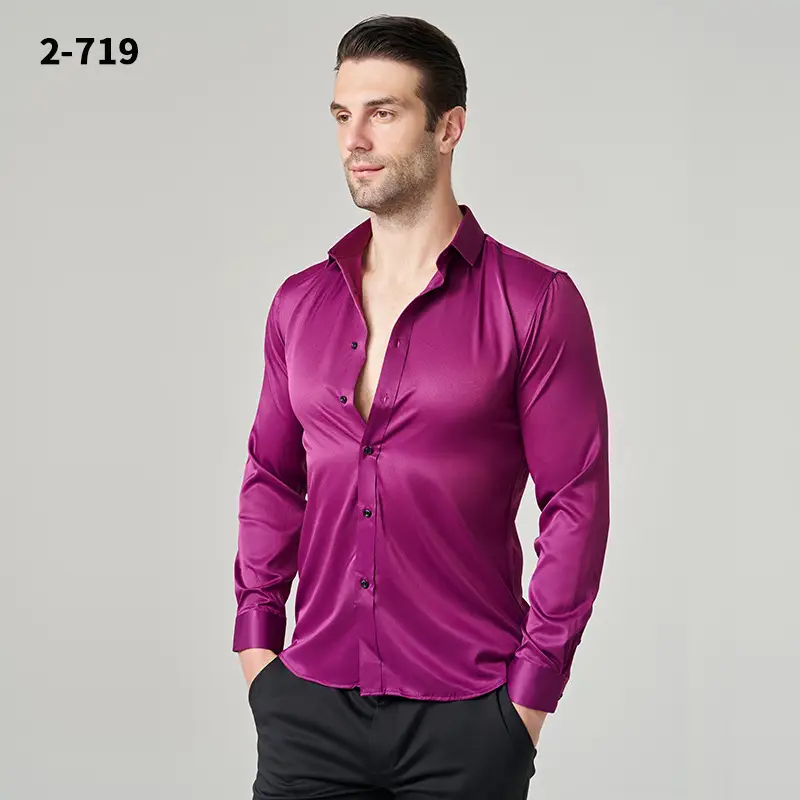 Men's Wrinkle-Resistant Summer Shirt Solid Color Long Sleeve - Image 6