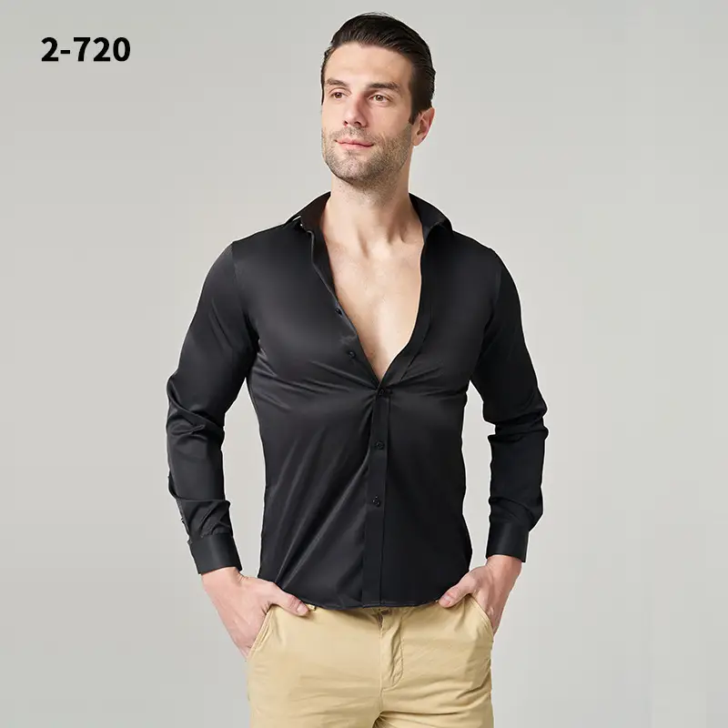 Men's Wrinkle-Resistant Summer Shirt Solid Color Long Sleeve - Image 7