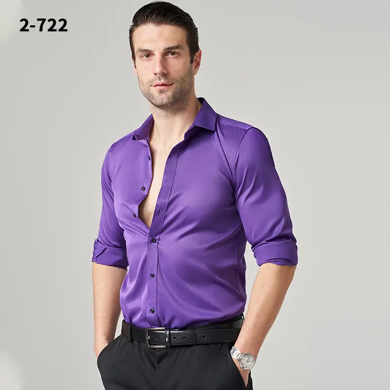 Men's Wrinkle-Resistant Summer Shirt Solid Color Long Sleeve - Image 9