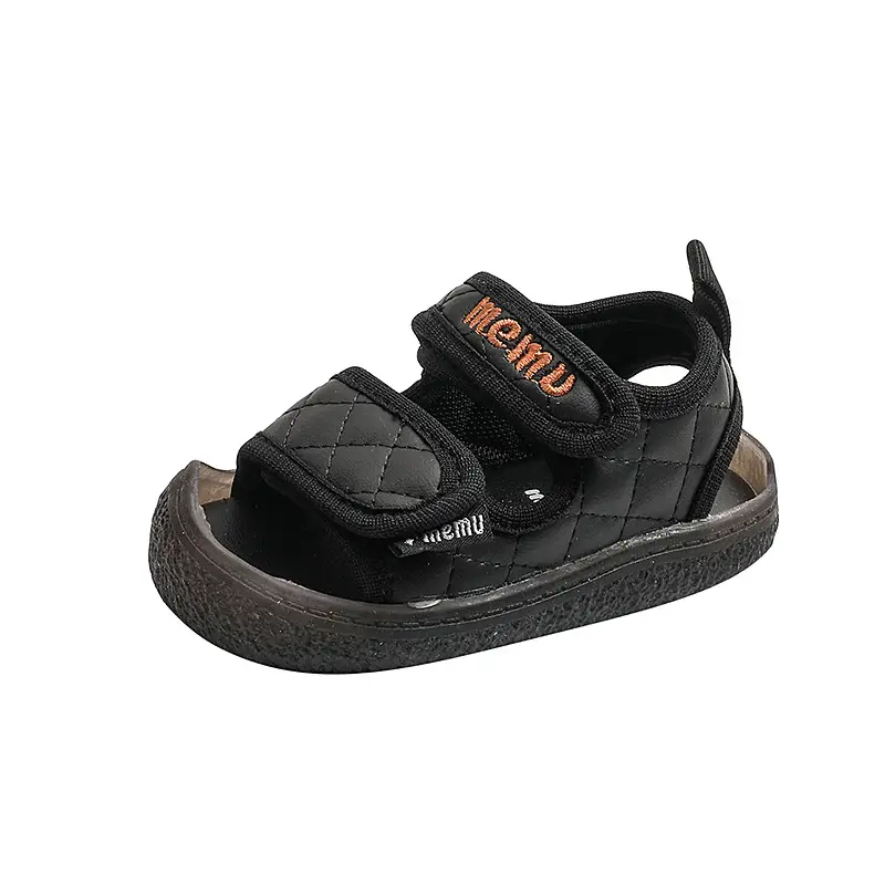 Black Embroidered Toddler Sandals Comfortable Lightweight