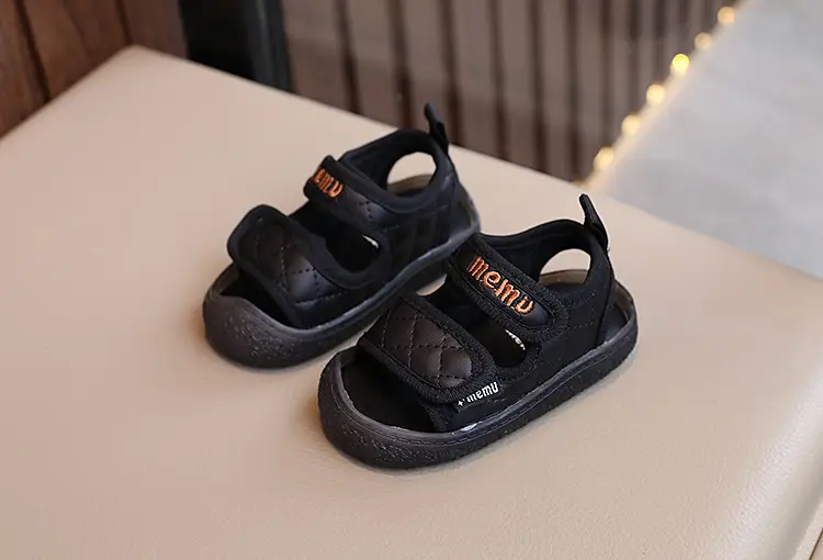 Black Embroidered Toddler Sandals Comfortable Lightweight — feature 11