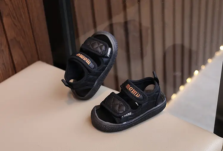Black Embroidered Toddler Sandals Comfortable Lightweight — feature 12