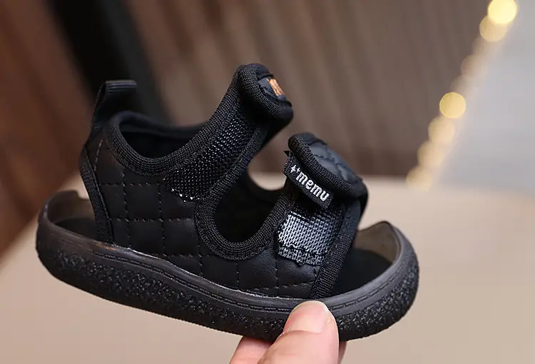 Black Embroidered Toddler Sandals Comfortable Lightweight — feature 16