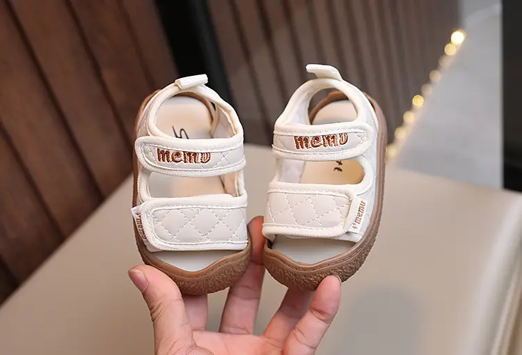Black Embroidered Toddler Sandals Comfortable Lightweight — feature 5
