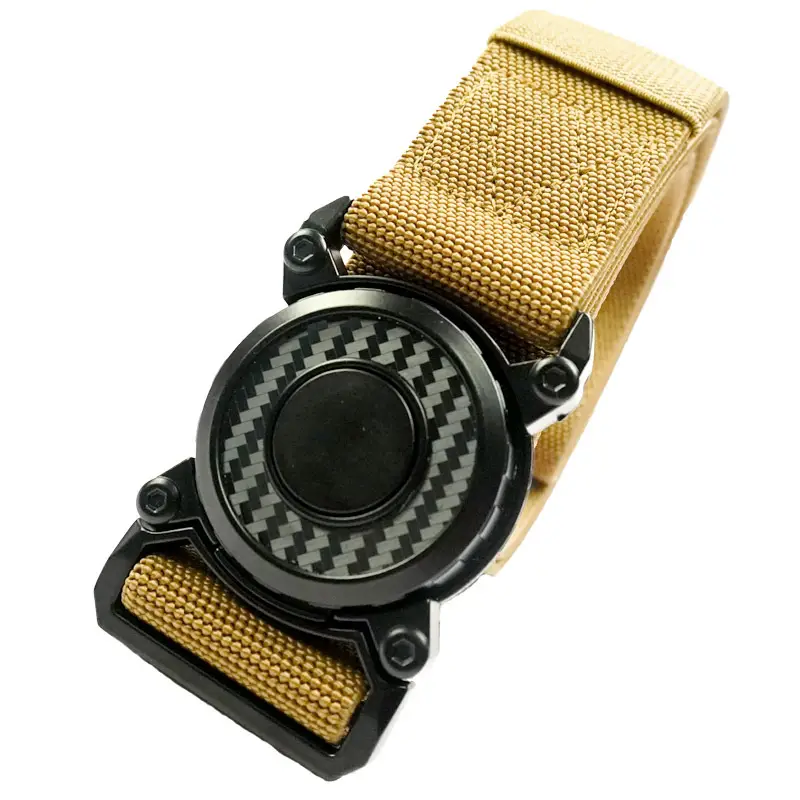 Men's Tactical Belt Buckle Quick Release Black Gold - Image 2