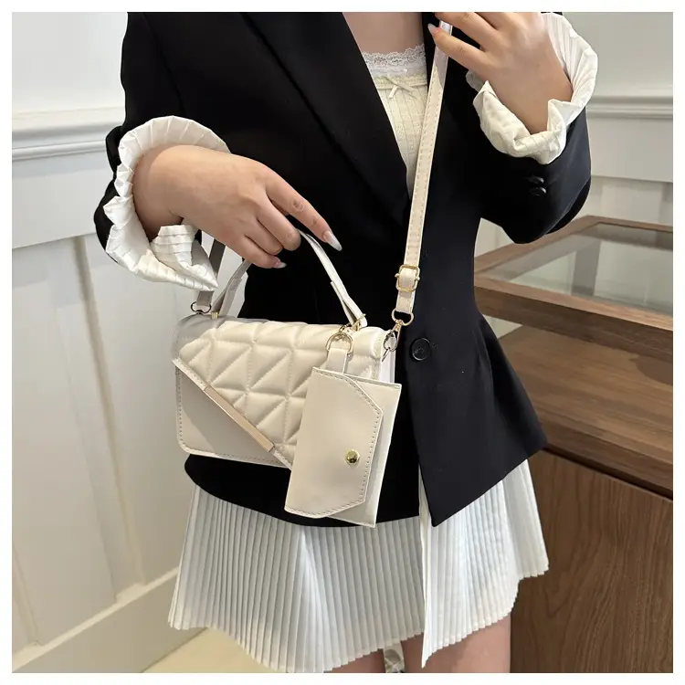 Women Rhomboid Shoulder Crossbody Bag Black 2024 - Image 7