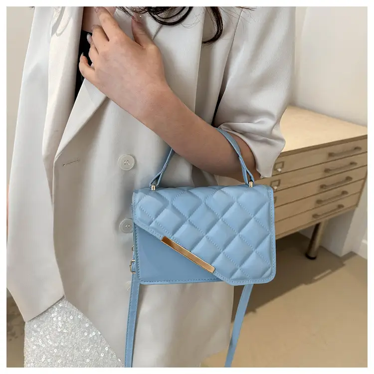 Women Rhombic Shoulder Bag Light Blue 2024 Spring — feature 15