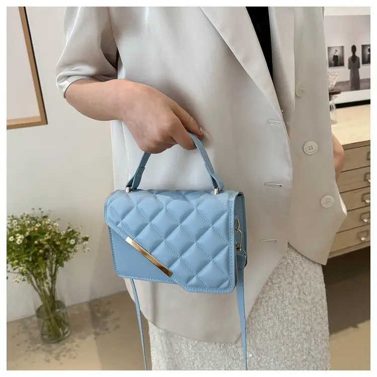 Women Rhombic Shoulder Bag Light Blue 2024 Spring — feature 16