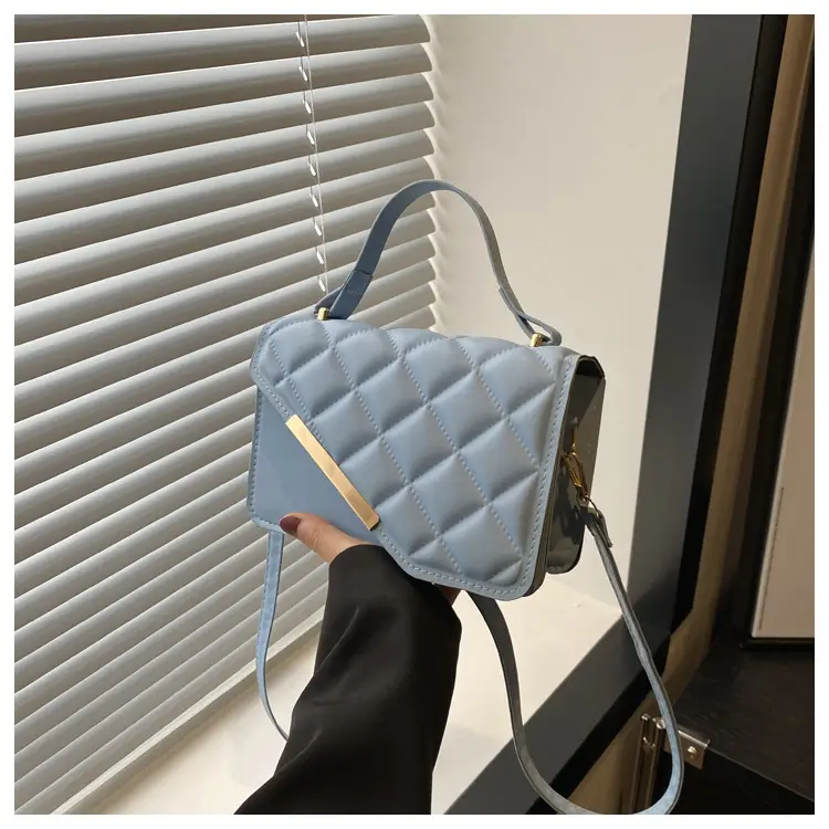 Women Rhombic Shoulder Bag Light Blue 2024 Spring - Image 4