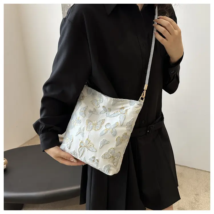 Women's Bamboo Embroidered Shoulder Bag Silk Textured 2024 — feature 12