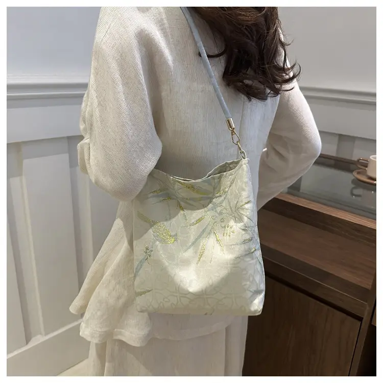 Women's Bamboo Embroidered Shoulder Bag Silk Textured 2024 — feature 14