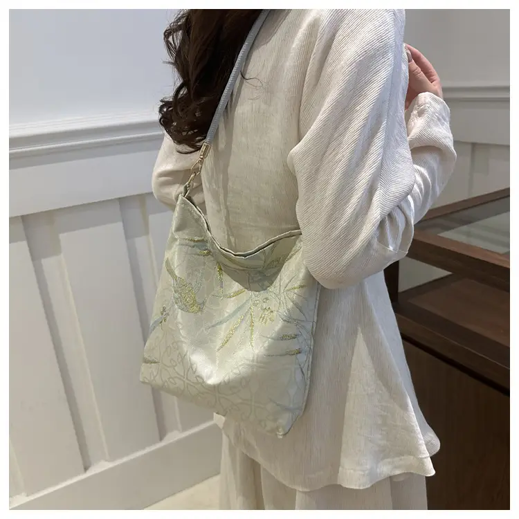 Women's Bamboo Embroidered Shoulder Bag Silk Textured 2024 — feature 16