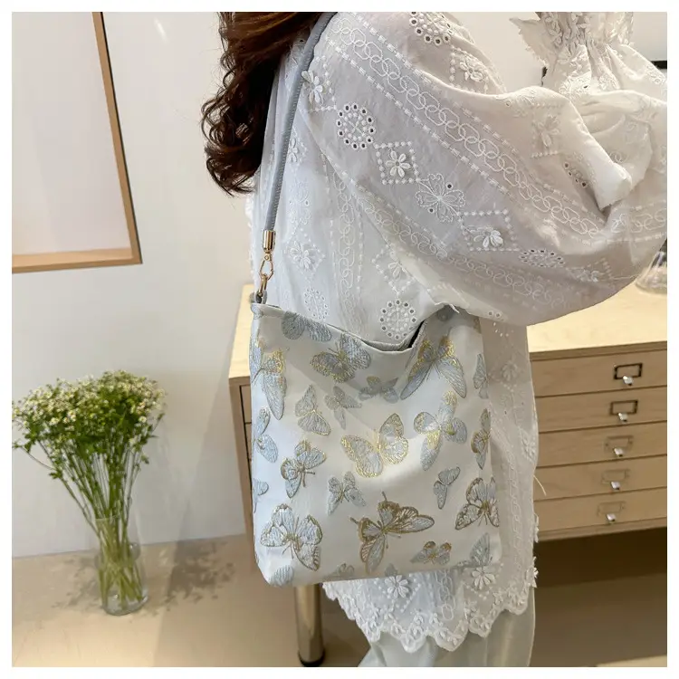 Women's Bamboo Embroidered Shoulder Bag Silk Textured 2024 — feature 24