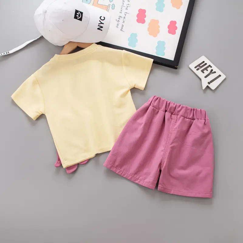 Wholesale Boys T-Shirt Shorts Set Yellow Pink Summer - Image 6