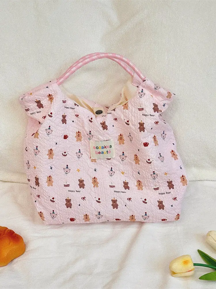Women's Pink Cartoon Embossed Handbag