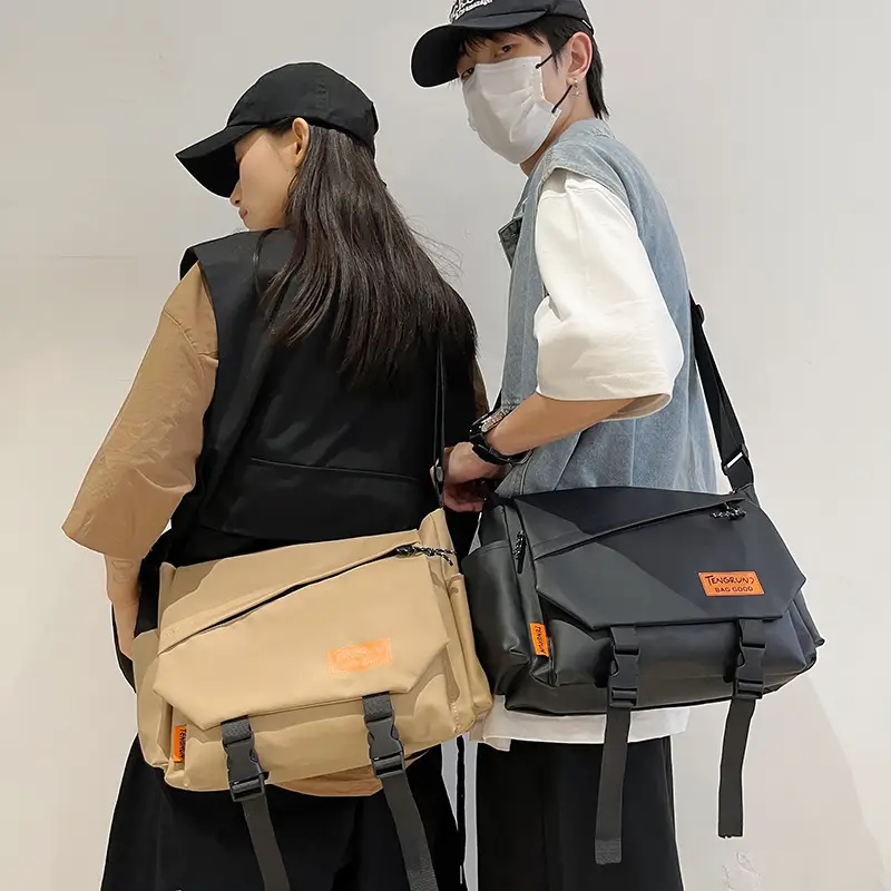 Men's Tan Crossbody Bag with Adjustable Strap - Image 4