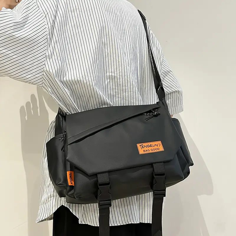 Men's Tan Crossbody Bag with Adjustable Strap - Image 5