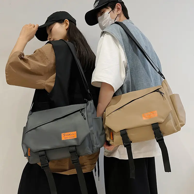 Men's Tan Crossbody Bag with Adjustable Strap - Image 7