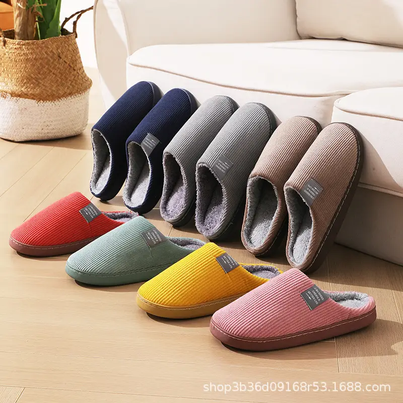 Cotton Slippers for Cross-Border Home Indoor Guests, Wear-Resistant Cotton Slippers, Warm and Thickened Confinement Shoes, Silent
