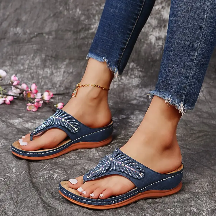 Women Drag Rhinestone Wedge Sandals Summer 2022