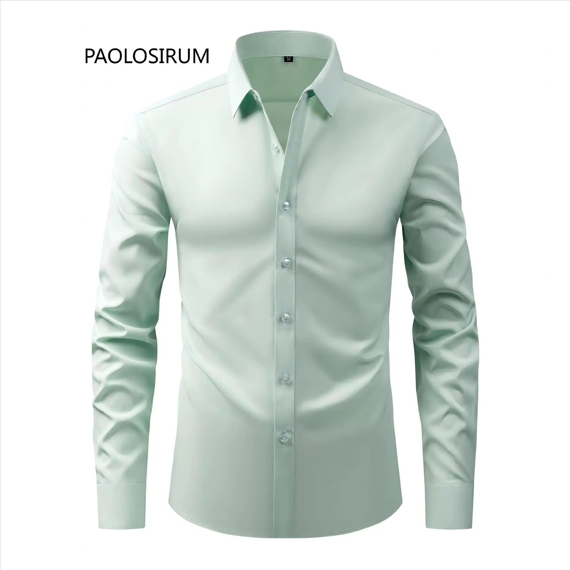 Light Blue Wrinkle Resistant Long Sleeve Shirt for Men - Image 29