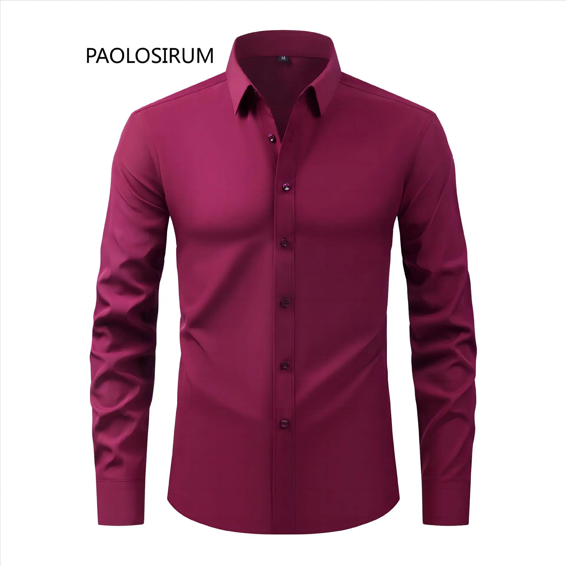Light Blue Wrinkle Resistant Long Sleeve Shirt for Men - Image 30