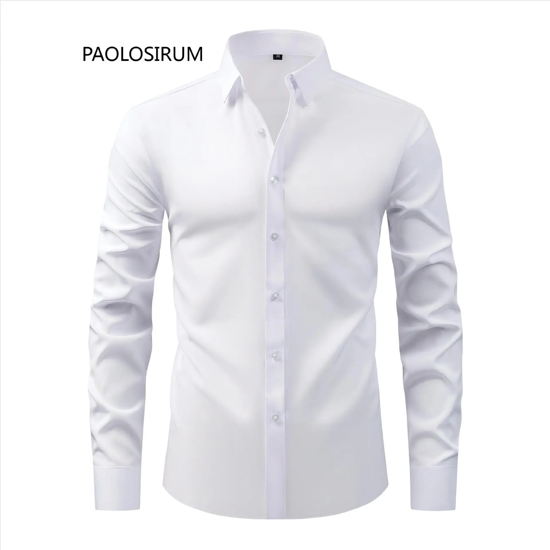 Light Blue Wrinkle Resistant Long Sleeve Shirt for Men - Image 32