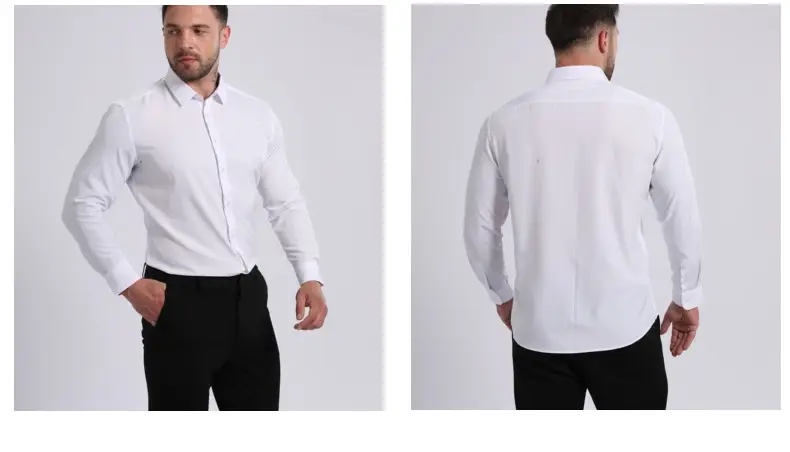 Light Blue Wrinkle Resistant Long Sleeve Shirt for Men — feature 27
