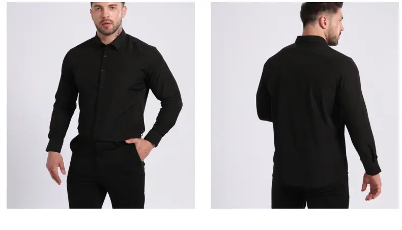 Light Blue Wrinkle Resistant Long Sleeve Shirt for Men — feature 28