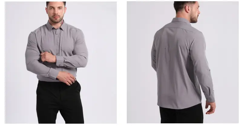 Light Blue Wrinkle Resistant Long Sleeve Shirt for Men — feature 30